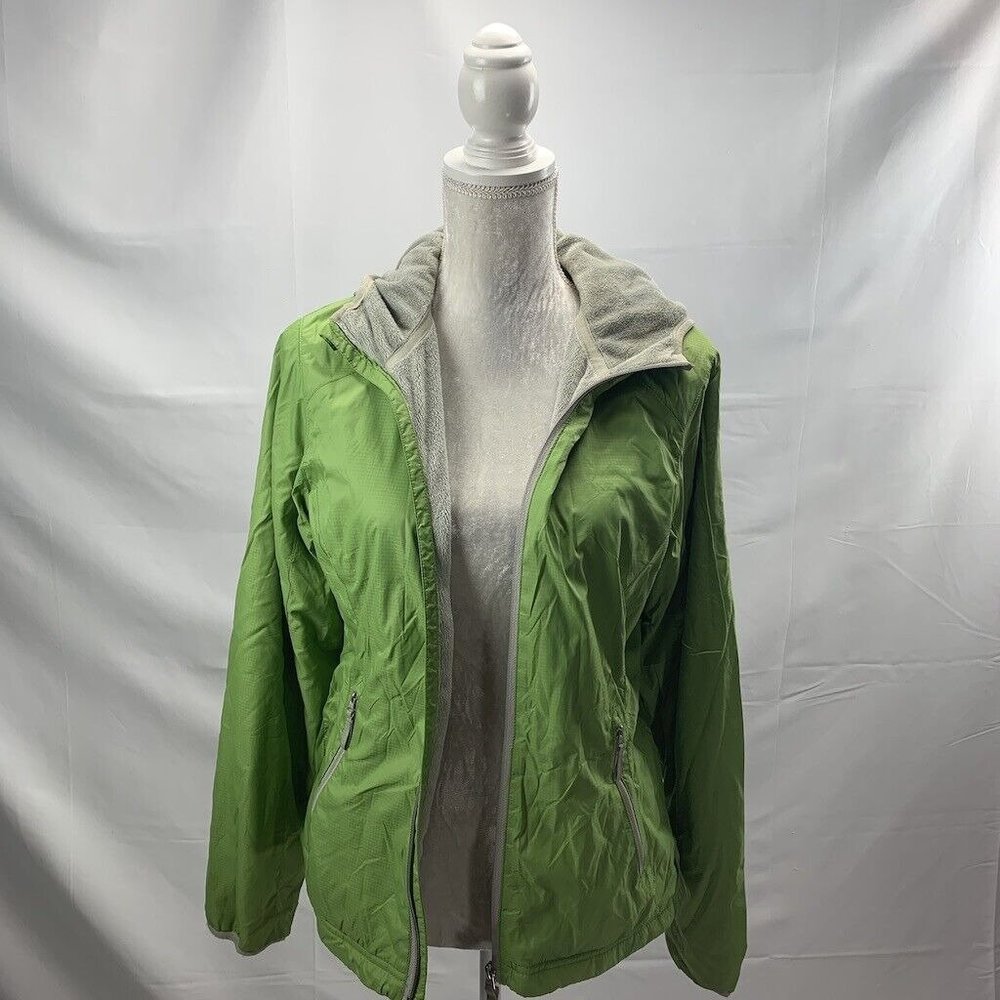 St. John’s Bay Green Nylon Jacket Coat Plush Fuzzy Lining Zip Up Hooded S - Picture 3 of 8